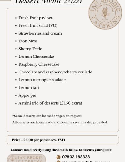 Dessert Menu 2026 - Ian Brodie Catering