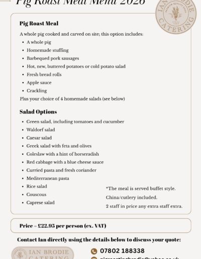 Pig Roast Meal 2026 - Ian Brodie Catering