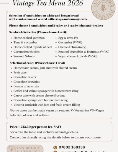 Vintage Tea Menu 2026 - Ian Brodie Catering